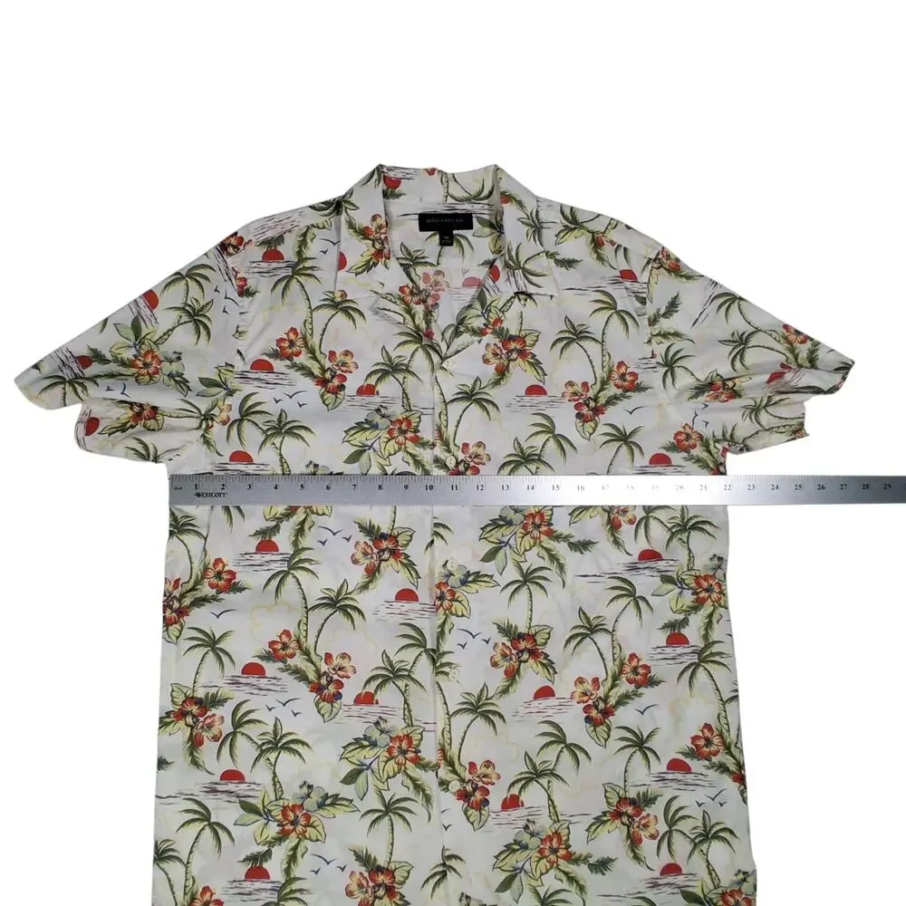 Banana Republic Men's Hawaiian Camp Shirt Medium 100% Cotton Tropical Print EUC